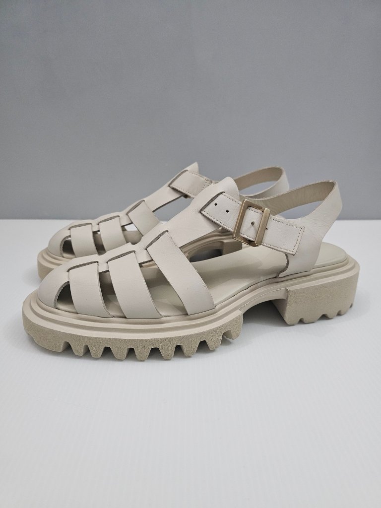 Allsaints Nessie Fisherman Sandal Womens Us 11 Cream Leather Lug Sole Platform